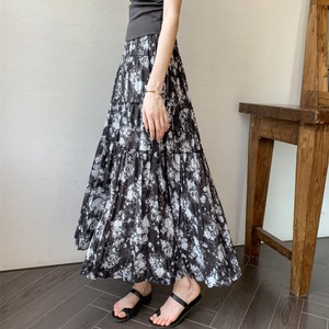 レトロ 総柄 ロング スカート 10215