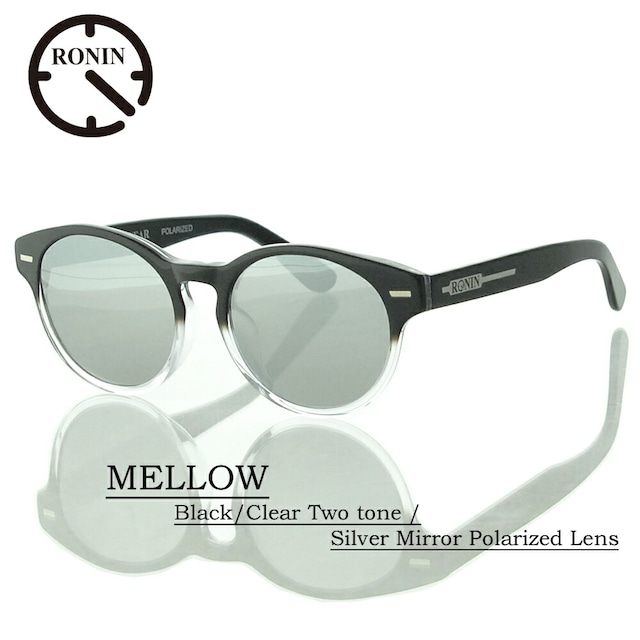 UVカット サングラス 偏光レンズRonin Eyewear ロニンアイウェアー MELLOW Black/Clear Two tone / Silver Mirror Polarized Lens