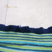 レディース トクコプルミエヴォル TOKUKO 1er VOL トップス ブラウス グリーン系 ノースリーブ 袖なし ボーダー フリル 緑 青 紺 伸縮 ストレッチ カジュアル かわいい 爽やか 日本製 レディースファッション ネイビー系 ブルー系