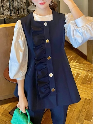 frill gilet / navy 2/8 21:00 ～ 再販 (即納)