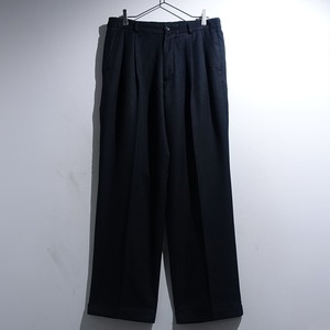 “PERRY ELLIS” Black 2-Tuck Wide Straight Rayon & Poly Slacks