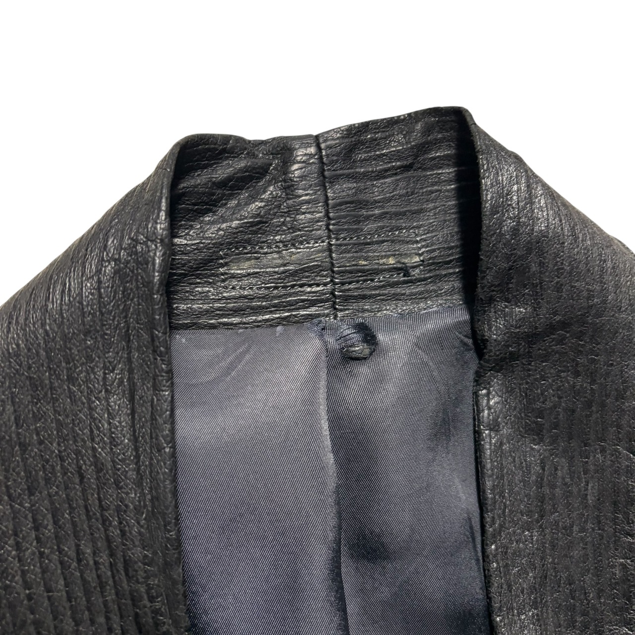 archive ISSEY MIYAKE MEN black pleats leather jacket