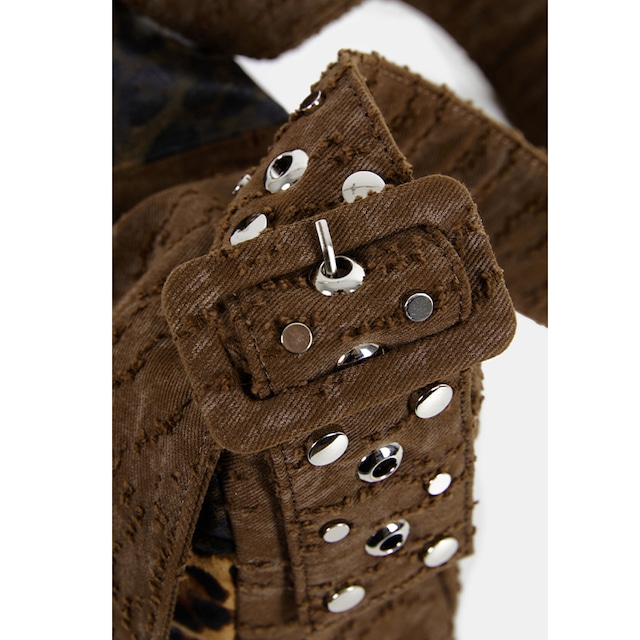 オリジナルヒョウ柄馬毛切り替えボディバッグ