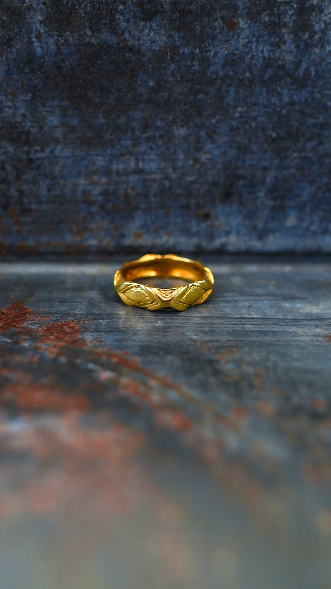 【VINTAGE】TIFFANY&Co. ティファニー イエロー ゴールド テクスチャード X バンド リング《K18 指輪 ヴィンテージ オールド メンズ》