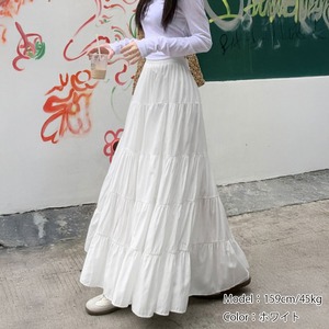 マキシスカート ティアード レディース 韓国 春夏秋 きれいめ 大人 かわいい ハイウエスト 体型カバー ロングスカート 大人可愛い 大人女子