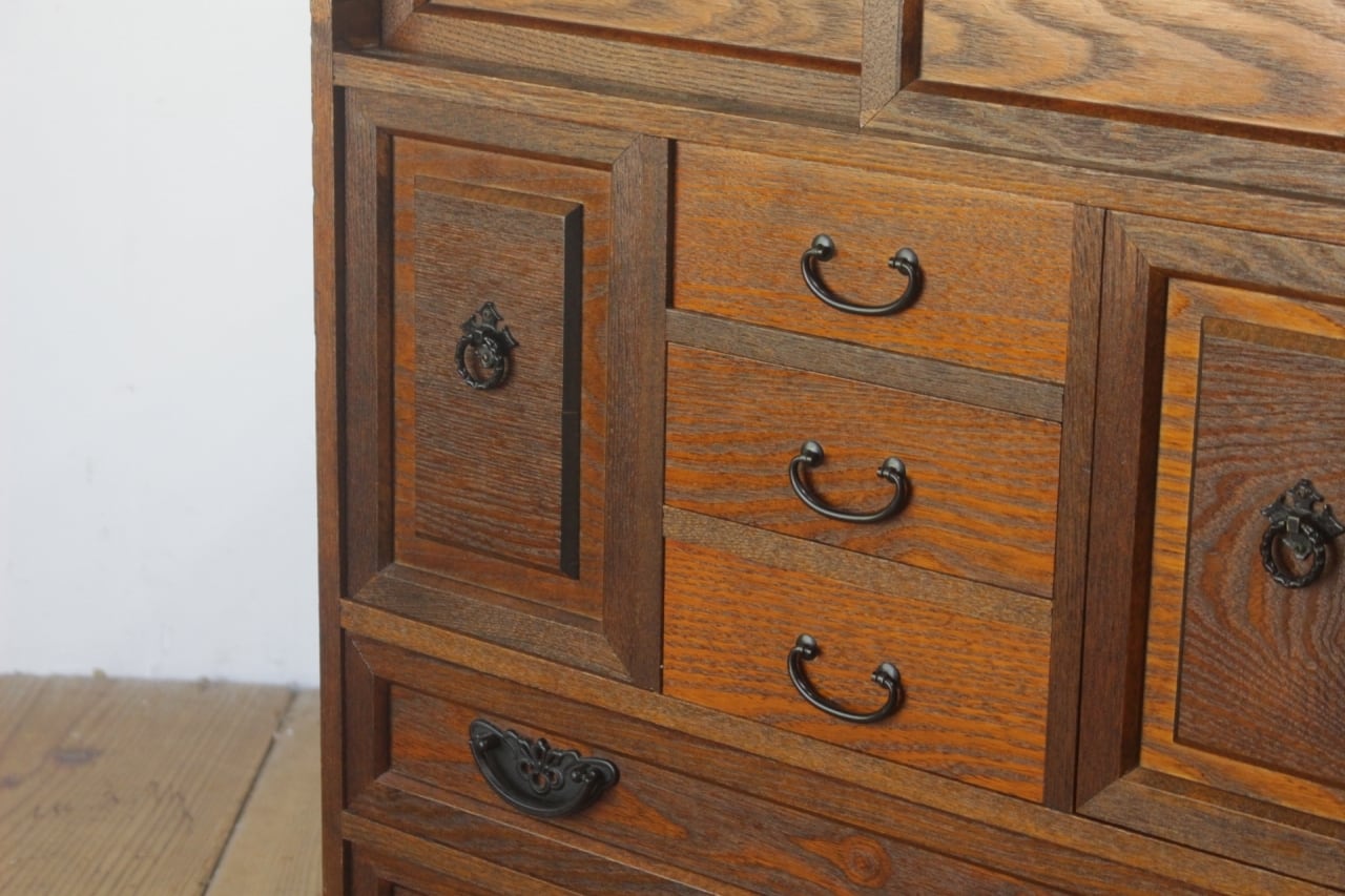 レトロ 小振り 引き出し 茶箪笥 抽斗 5杯 隠し収納 からくり箪笥 和