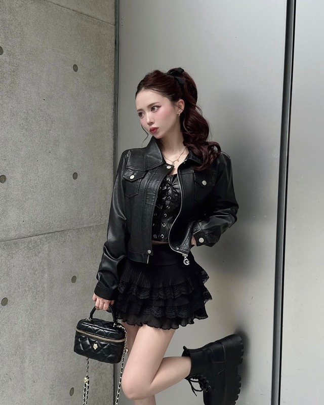Blackシンプルレザージャケット