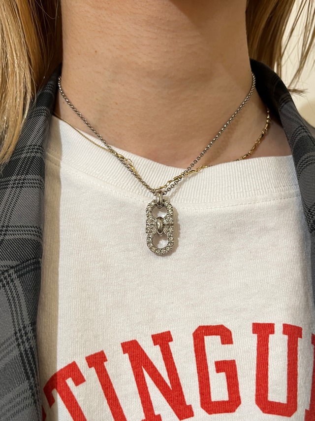 Salvatore Ferragamo / vintage double gantini stone silver necklace.