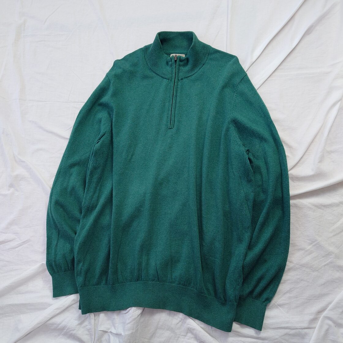 カシミヤ混】L.L.Bean エルエルビーン ハーフジップニット グリーン