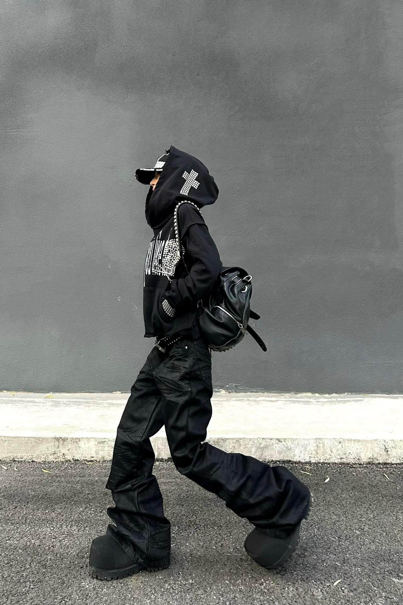 Ezwik | Rhinestone Cross Hoodie | VANTA VOID
