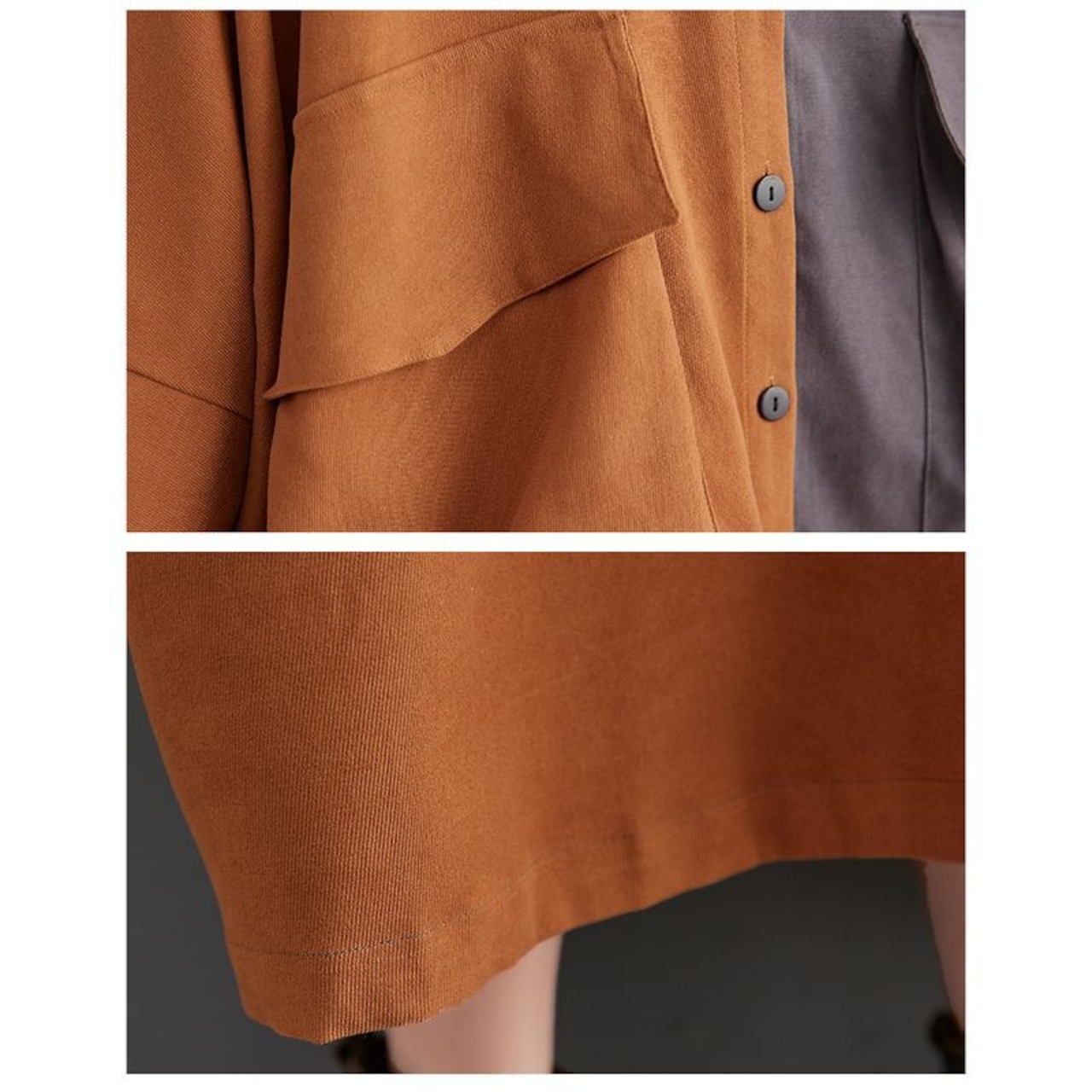 バイカラー ビッグポケット シャツワンピース 00106