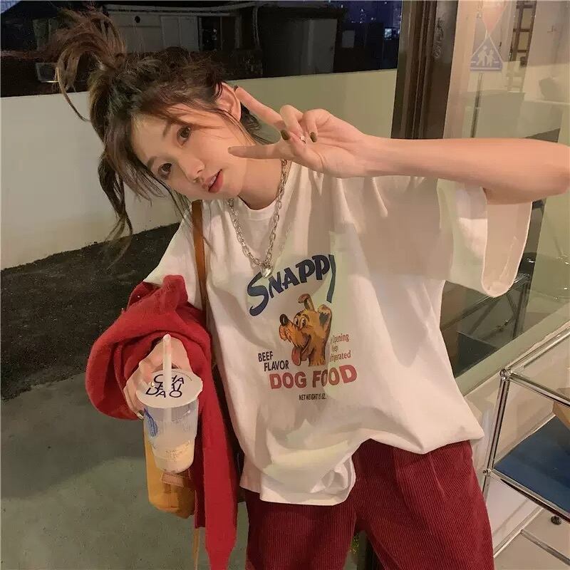 ダボっと着回し オーバーサイズ Tシャツ プリント Tシャツ ビッグティー メンズライク カジュアル ストリート アニマル イラスト ドロップショルダー 古着ライク Lamitte Deco トレンド 韓国ファッション ショップ Base店