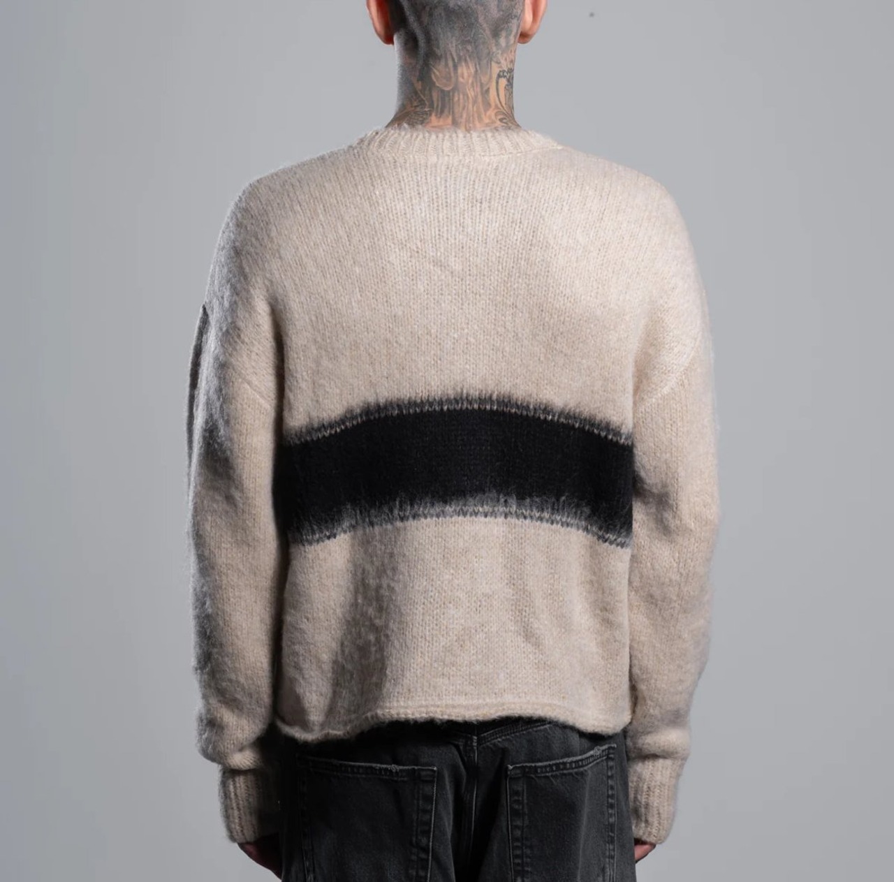 ASKYURSELF / wrapped banned brushed knit ecru