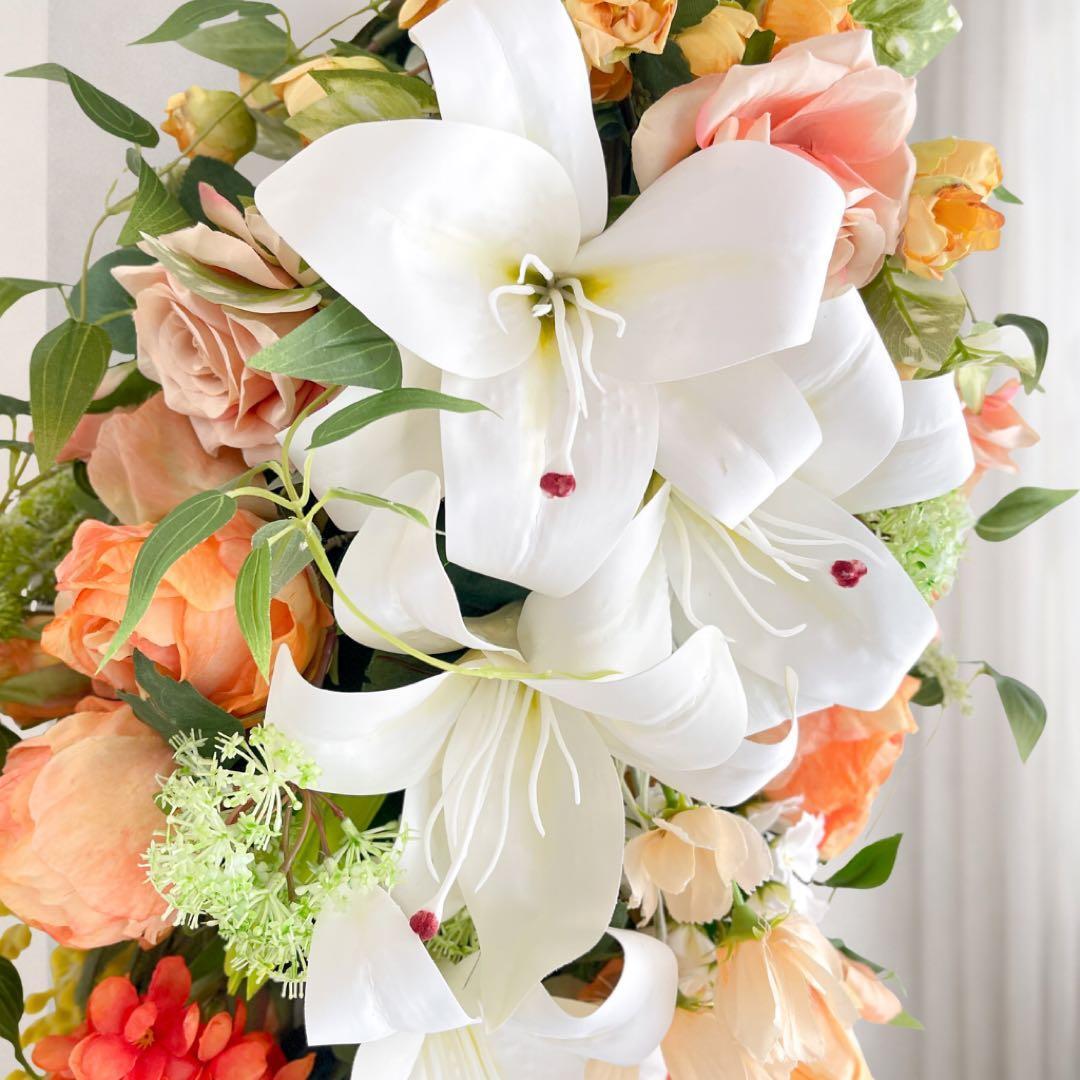光触媒フラワー「ノーブル・カサブランカ」特大80cm 薔薇とミモザの