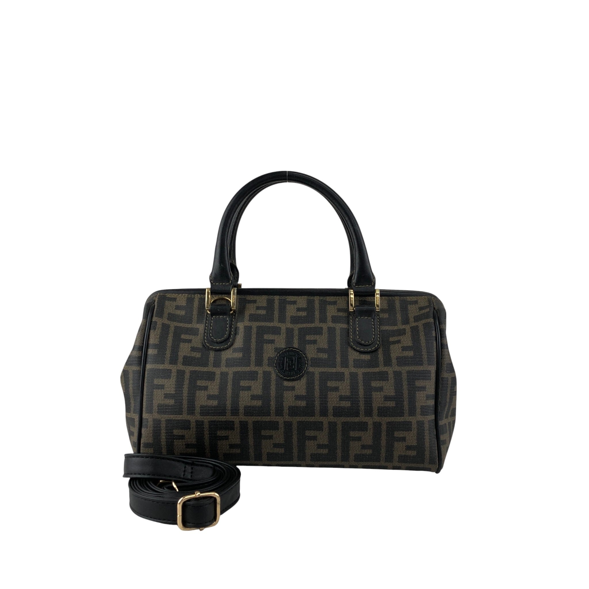 FENDI フェンディ ズッカ ハンドバッグ ブラウン FFロゴ PVCレザー