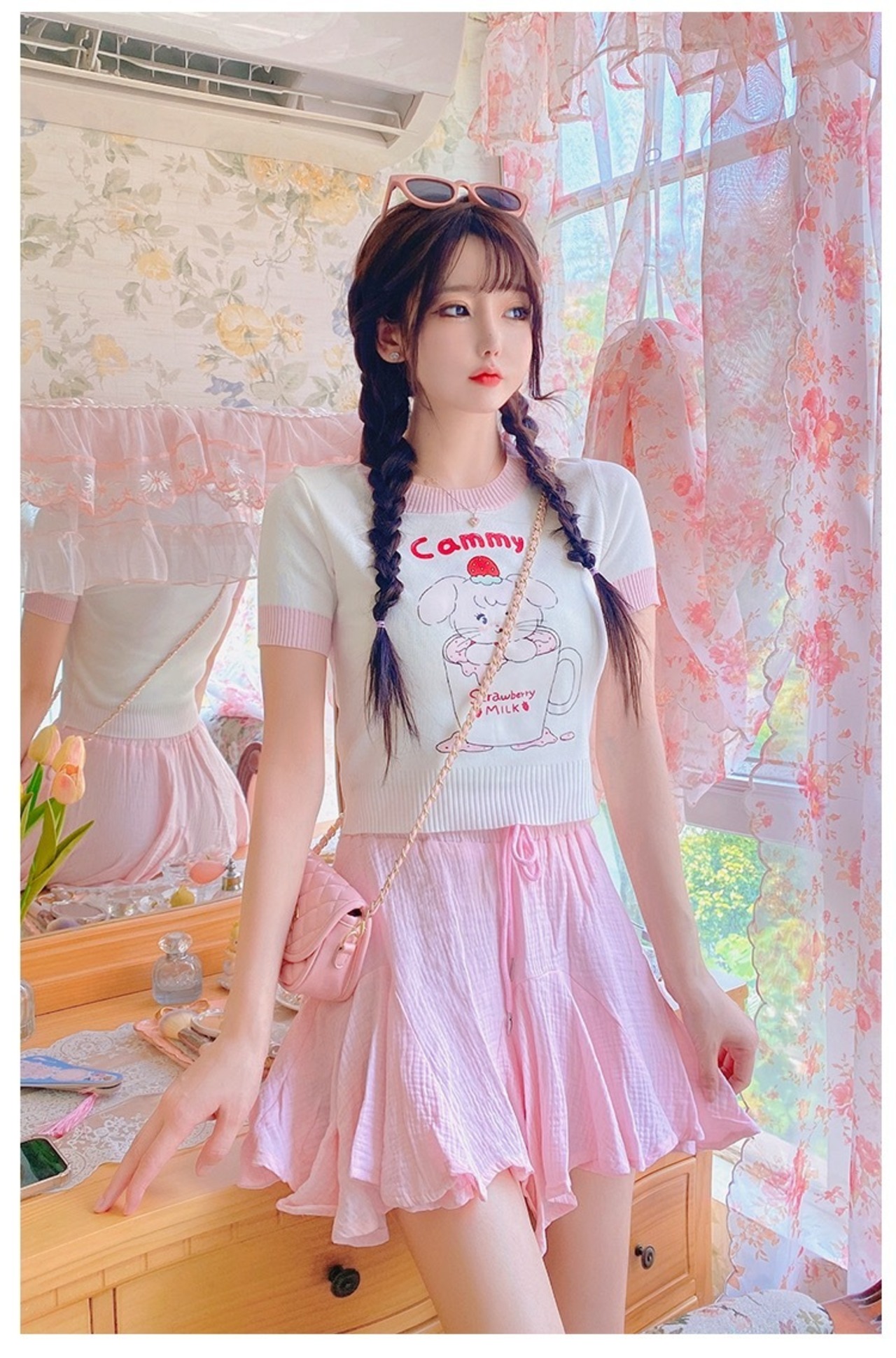 Tシャツ 猫 ねこ くま スイーツ ケーキ ピンク ピンク スクール 制服 