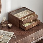 木のジュエリーボックス ジュエリーボックス ２層 アクセサリーボックス アクセサリー収納 ブレスレット リング ピアス ネックレス イヤリング 木製 卓上収納 北欧 木製家具
