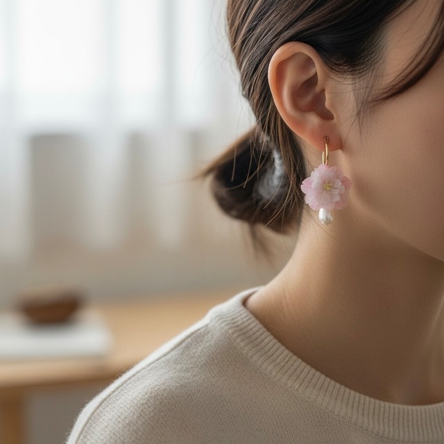 満ちる桜　4way 耳飾り