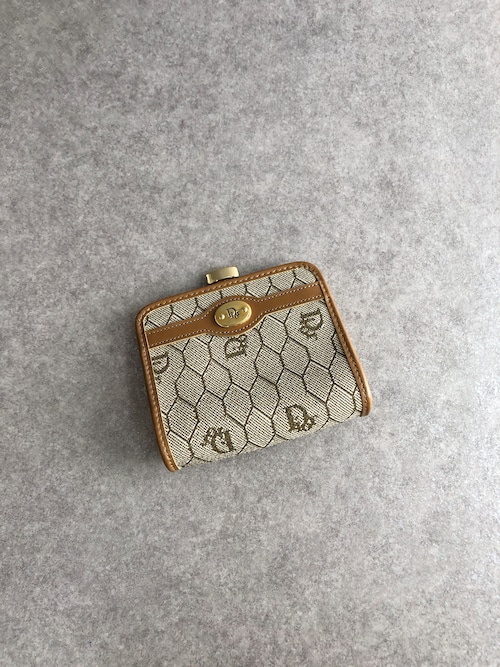 Christian Dior クリスチャン ディオール ハニカム柄 財布 ベージュ ロゴプレート PVC コインケース vintage ヴィンテージ オールド ds7dx5