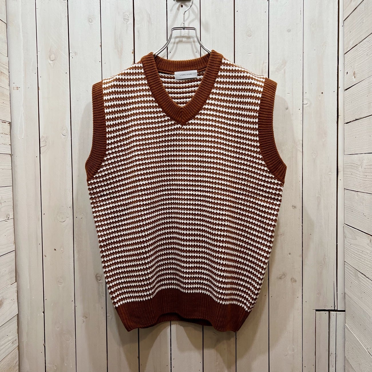 222144-15】Retro Jacquard Border Knit Vest / レトロ ジャガード