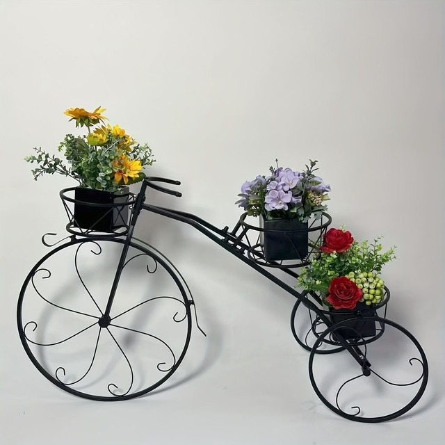 プランターラック 自転車型 サイクル プランター フラワーポット ガーデンバスケット おしゃれ ブラック ホワイト ゴールド ブラウン