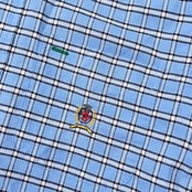 90s TOMMY HILFIGER トミー ヒルフィガー チェック BD ボタンダウン オックスフォード 半袖シャツ M/ブルー系 メンズ ビンテージ