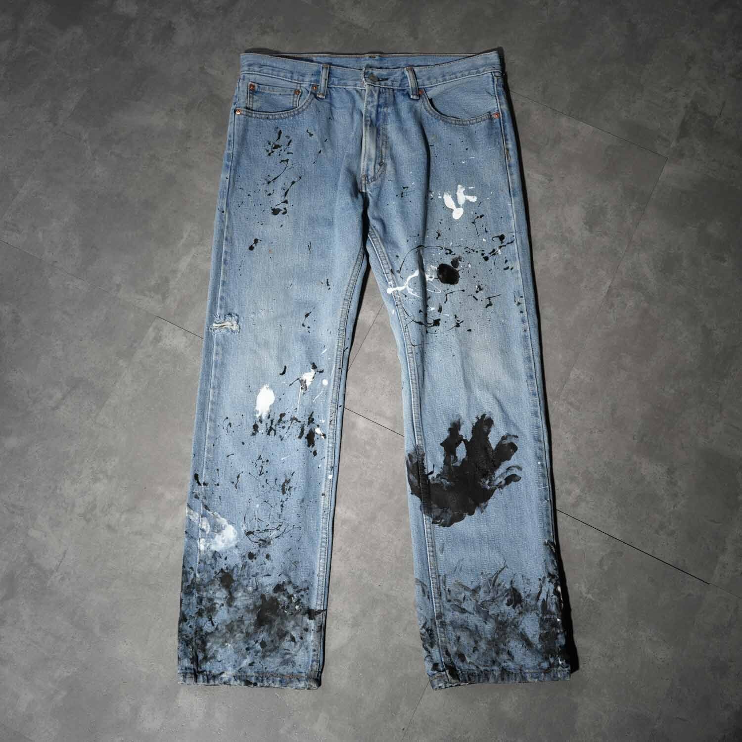 ◇◆リーバイス505 W34 L30 オリジナルレングス ペイントデニム Levi's 505 W33×L30 Indigo Denim Pants 