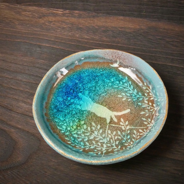 みずたまり小皿 no.122 月夜猫