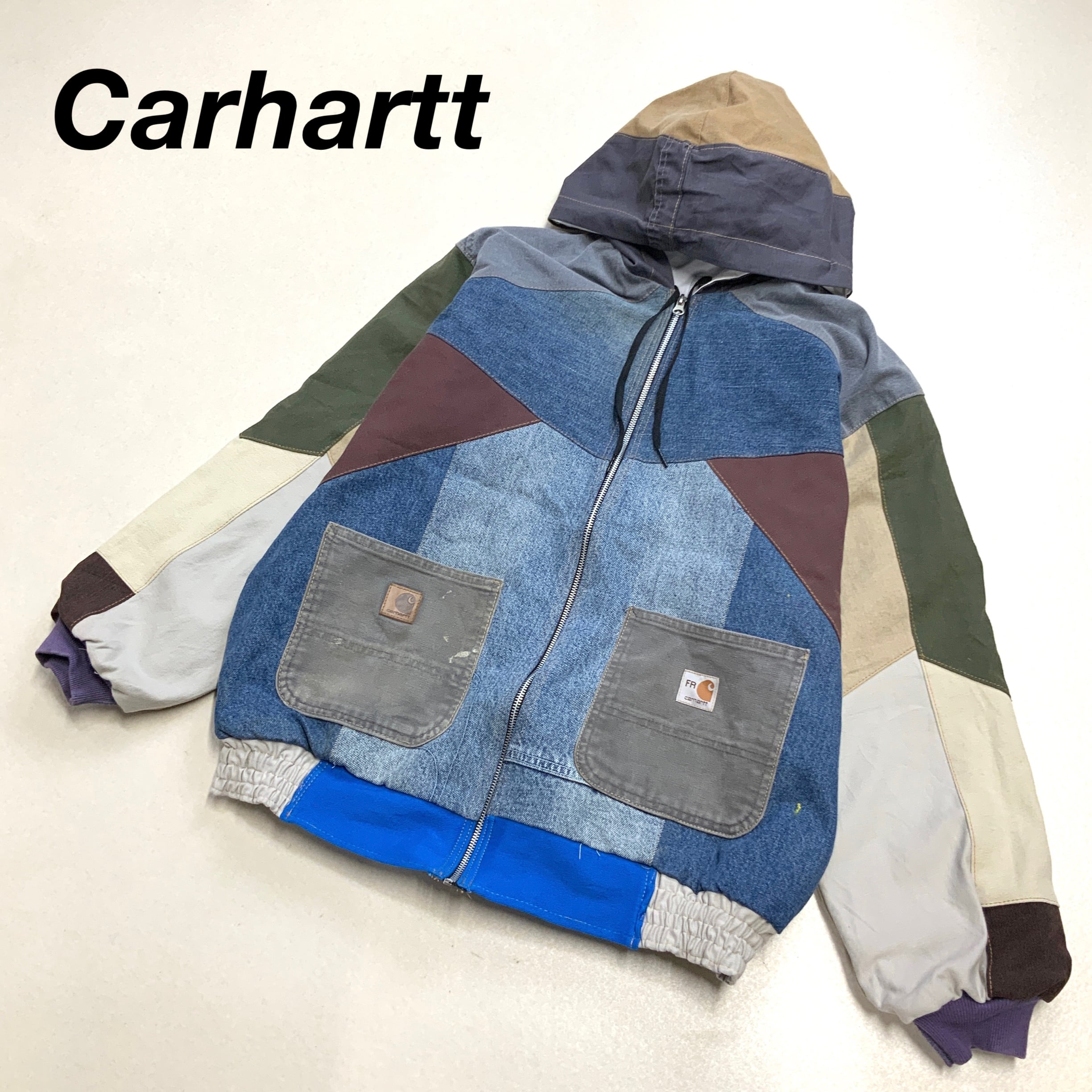 希少 1点モノ Carhartt カーハート デニム ツギハギ ダックパーカー ...