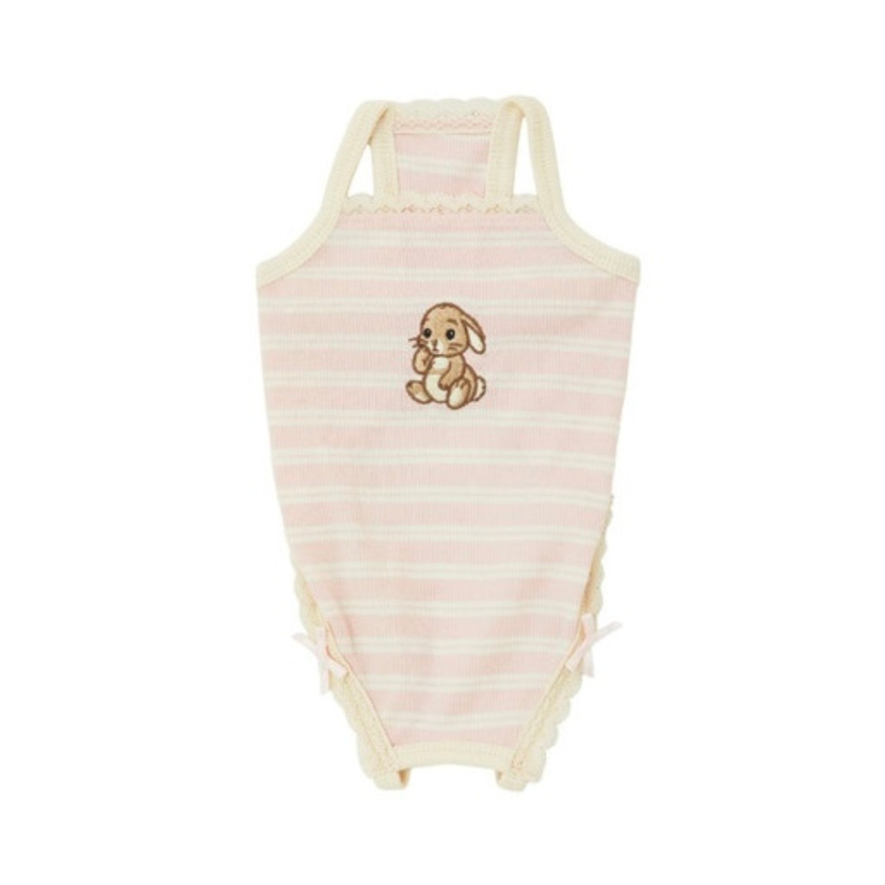 【予約】[ thesallyslaw ] Bunny Romper｜Pink Milk Stripe - 12