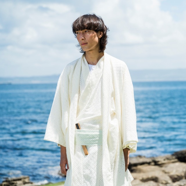 【 L size 】KIMONO + HAORI : white lace