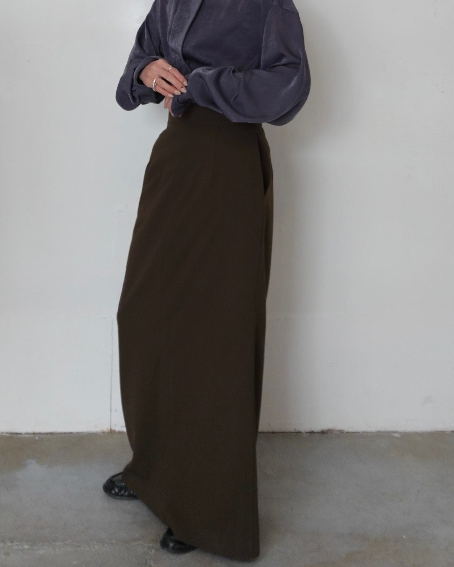 2way stripe long skirt | quūi