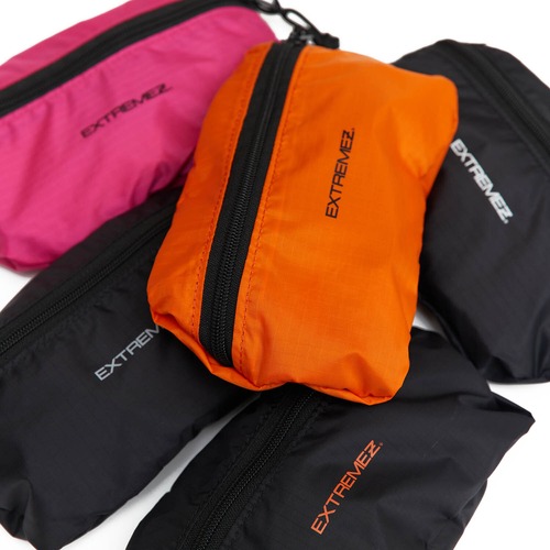 PACKABLE LIP-STOP BUM BAG - BLACK × GREY,BLACK × ORANGE,BLACK,ORANGE,PINK -（EZZ0190003）