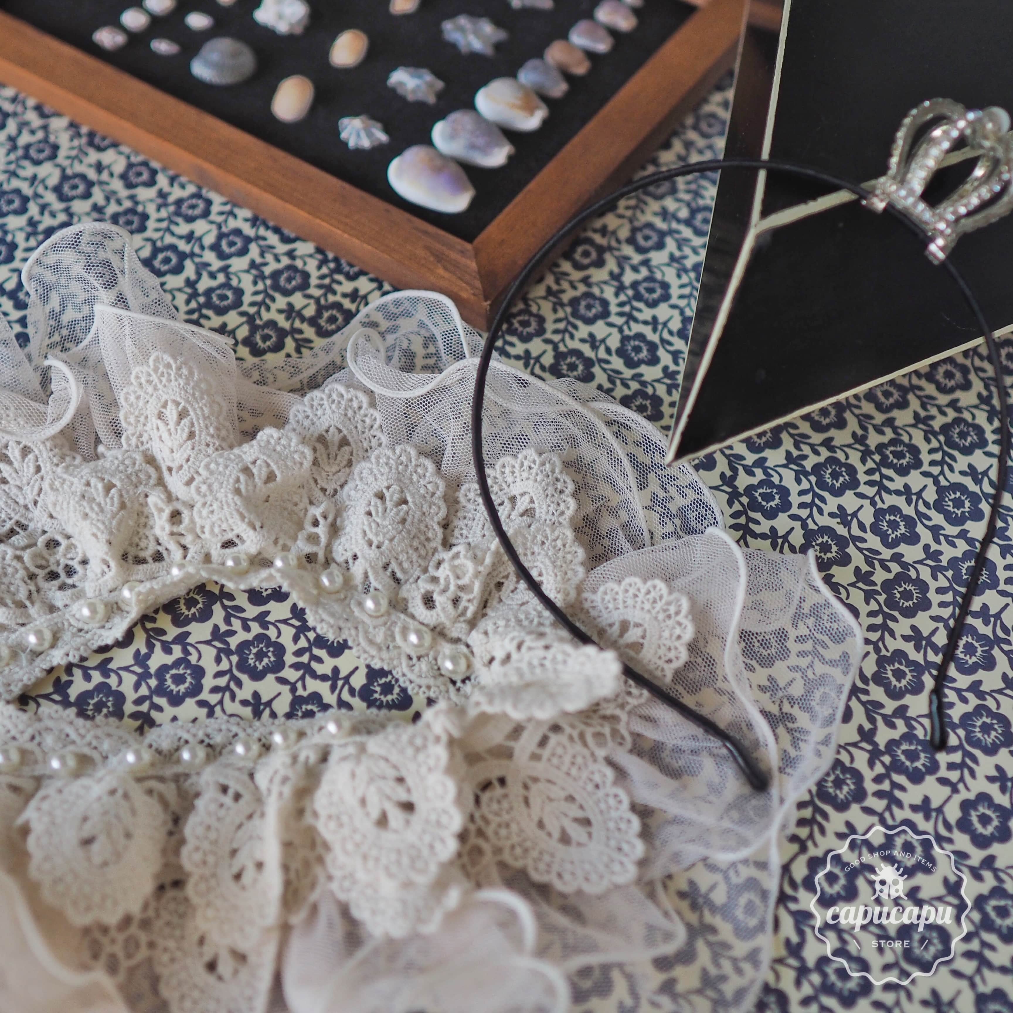 sold out» pearl leaf Lace cape パール 葉っぱ ケープ 付け襟 つけ襟