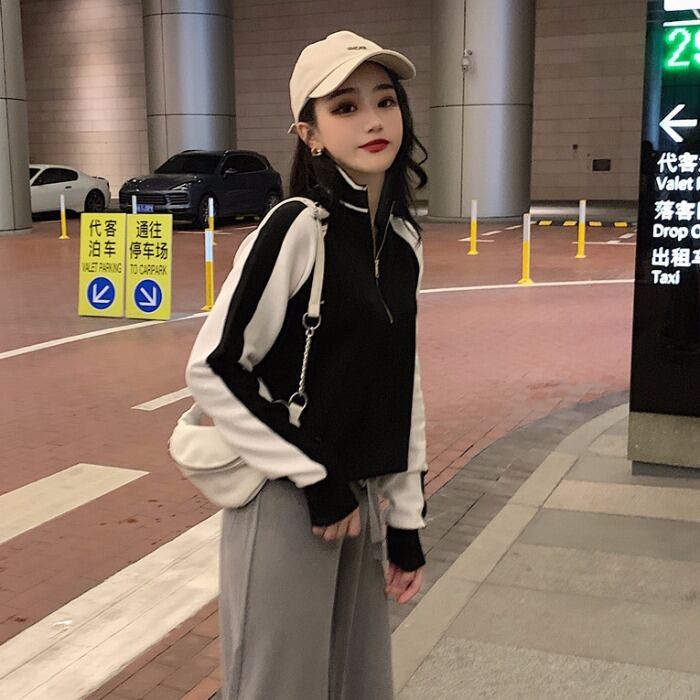 ニットセーターファッションジャケット2020新しい春と秋はハイネック長袖ショートトップ秋と冬のオールマッチレディースセーターを着用 1号婦人48086727506