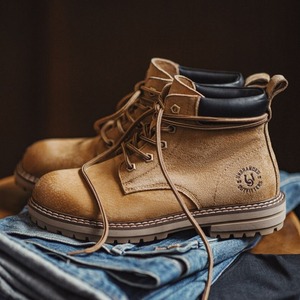 Retro Yellow Suede Leather Boots / レトロ イエロー スエード レザー ブーツ