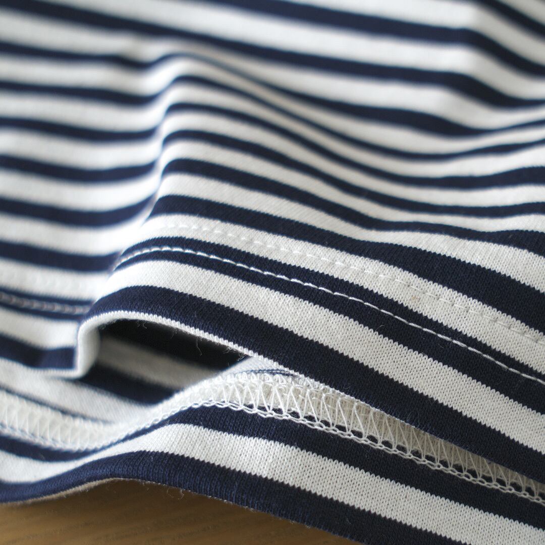 atelier naruse アトリエナルセ コットンボーダーカットソー・ベージュxネイビー