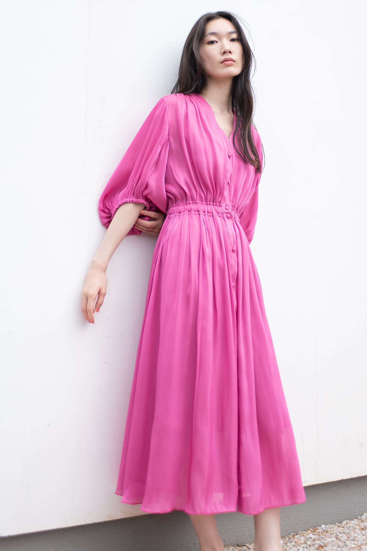 2Way Neck Pearl Dress DARK NAVY | Arobe OFFICIAL ONLINE STORE