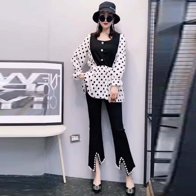 プラスファットプラスサイズレディース2020秋の新作ミドル丈Tシャツルーズカバー腹脂肪姉妹mm200 kgトップ ミックスインファッション52076543852