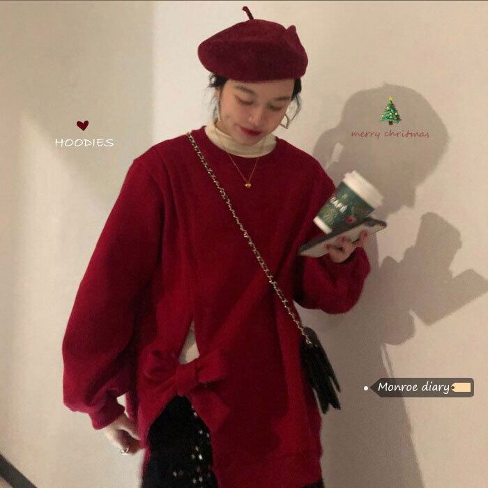 ベルベットレッドセーター オータムウィンタールーズトップス コート 秋物 冬物 モンロー70286441580