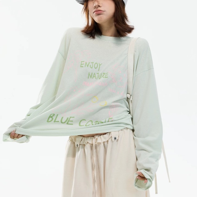 hand-drawn graphic long tee　ハンドドローインググラフィックロングティー　J2103
