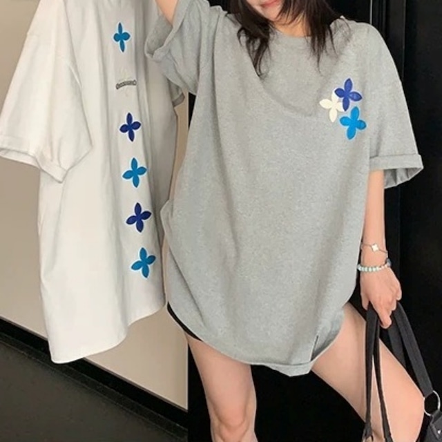 フラワーモチーフバックデザインTシャツ 3col R02444