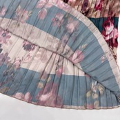 Gold Case イタリア製 フローラル総柄 ウエストゴム ロング プリーツスカート 40/薄手