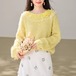 2色／レースフリルカラースパンコールニット ・79462
