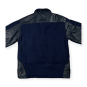 Wind Armor ウィンドアーマー イタリア製生地 羊革 本革 レザー & ニット ジャケット コート サイズ M /ネイビー/ニチワ/ラムレザー