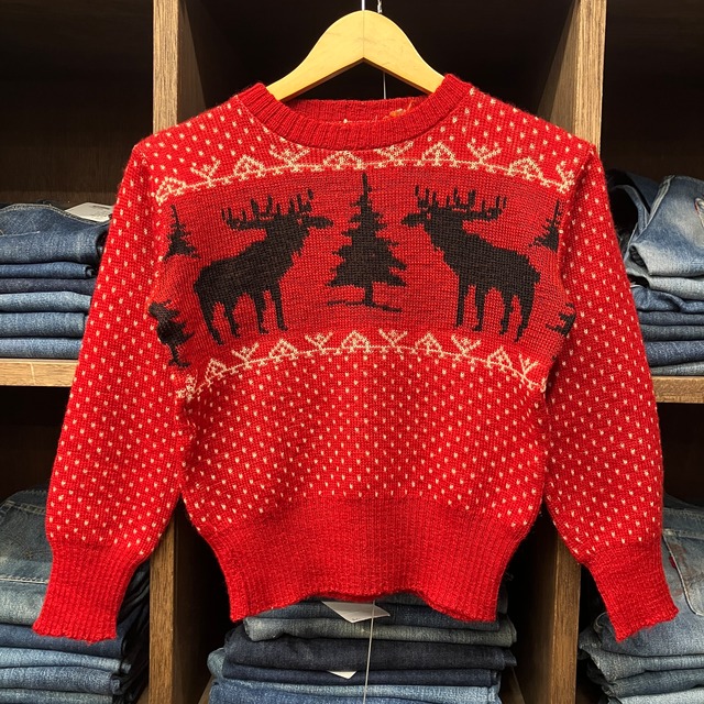 1940s THE KANDAHAR JACGUARD SWEATER RED