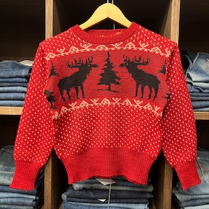 1940s THE KANDAHAR JACGUARD SWEATER RED