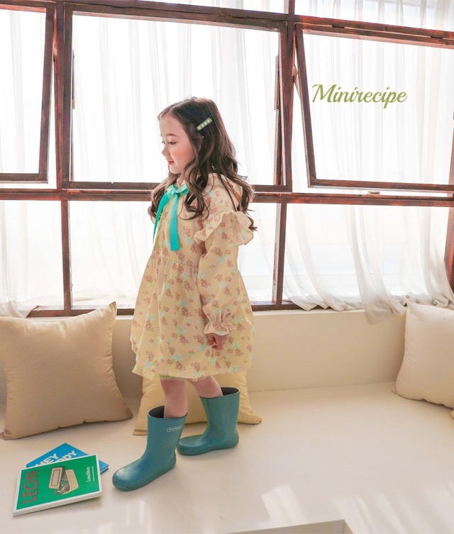 ラスト1 yellowL【即納】<minirecipe>  Floral rain coat