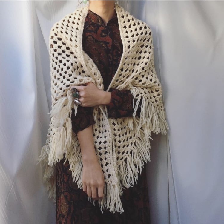 vintage hand knit shawl