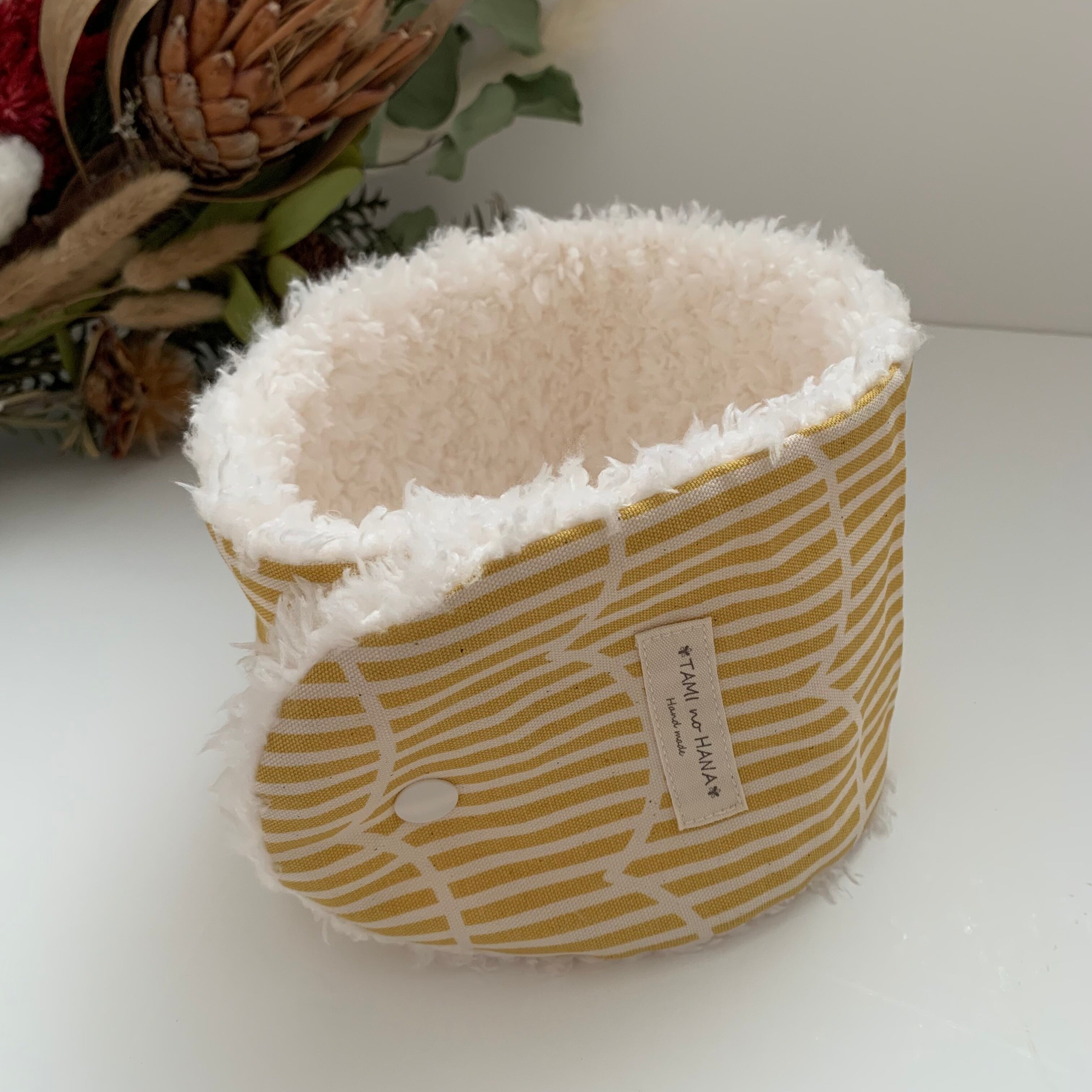 もくもくstripe yellowのモフモフマフラー/long